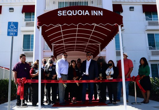 A ribbon-cutting ceremony was held Monday at the site of the renovation of the Sequoia Inn, located at 1655 Mall Drive in Hanford.